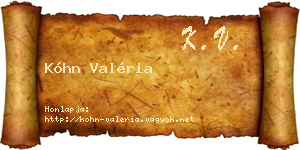 Kóhn Valéria névjegykártya